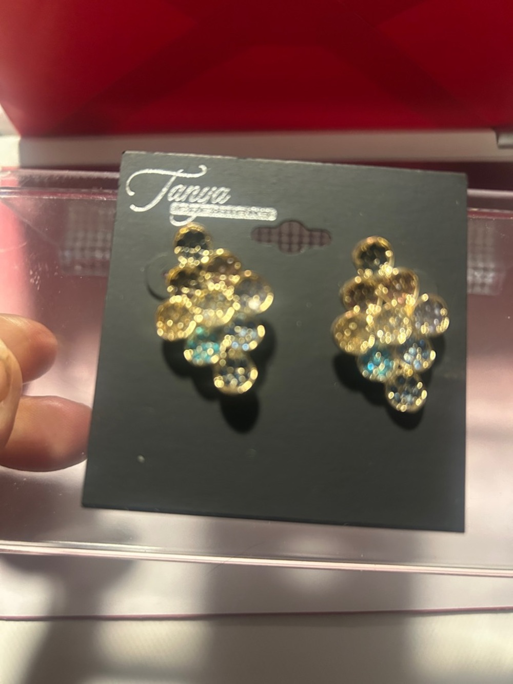 Gold-Tone Crystal Cluster Drop Earrings - Gold